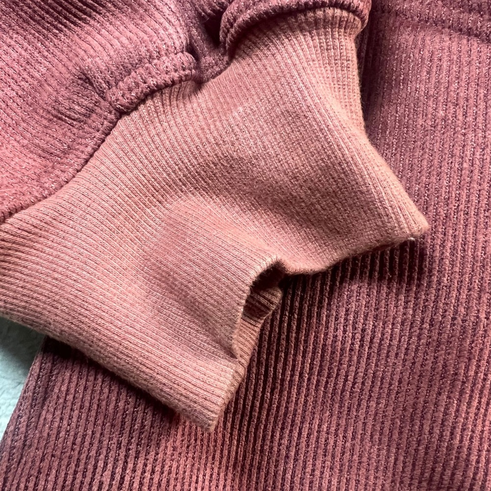 Free People Women XL Pullover Burgundy Corduroy Sherpa Lined Collar Sweatshirt - Picture 3 of 9
